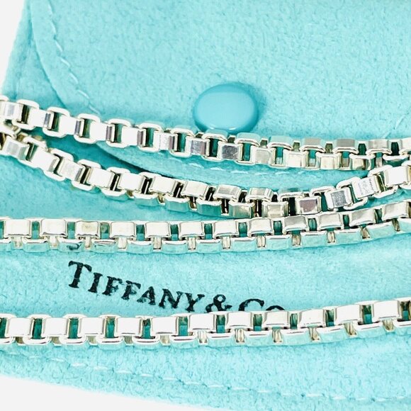 20” Tiffany & Co Venetian Box Link Necklace Chain in Sterling Silver - Picture 3 of 6